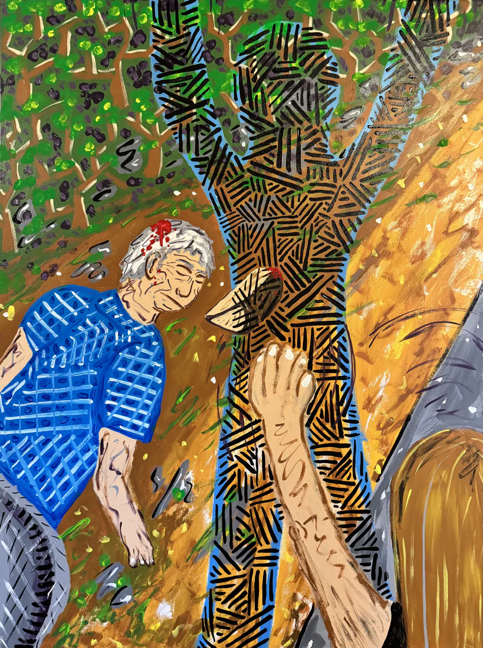 Please skip this image — a painting of a distressing scene.